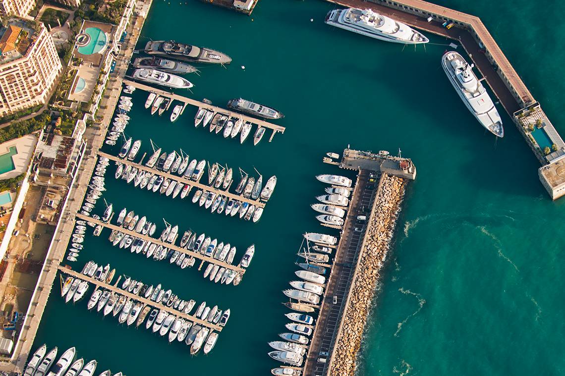 Boats docked in a marina